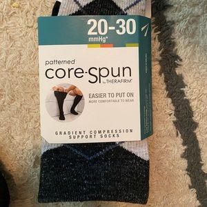 Slate Argyle Core-Spun Compression Socks